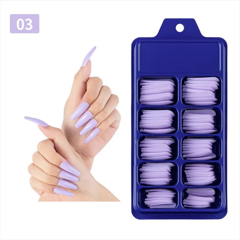 100Pcs Black White False Nail Tips Full Cover Acrylic Almond Coffin Candy Colorful Fake Nails Tip Manicure Extension Nail Tool-Nail Inspo