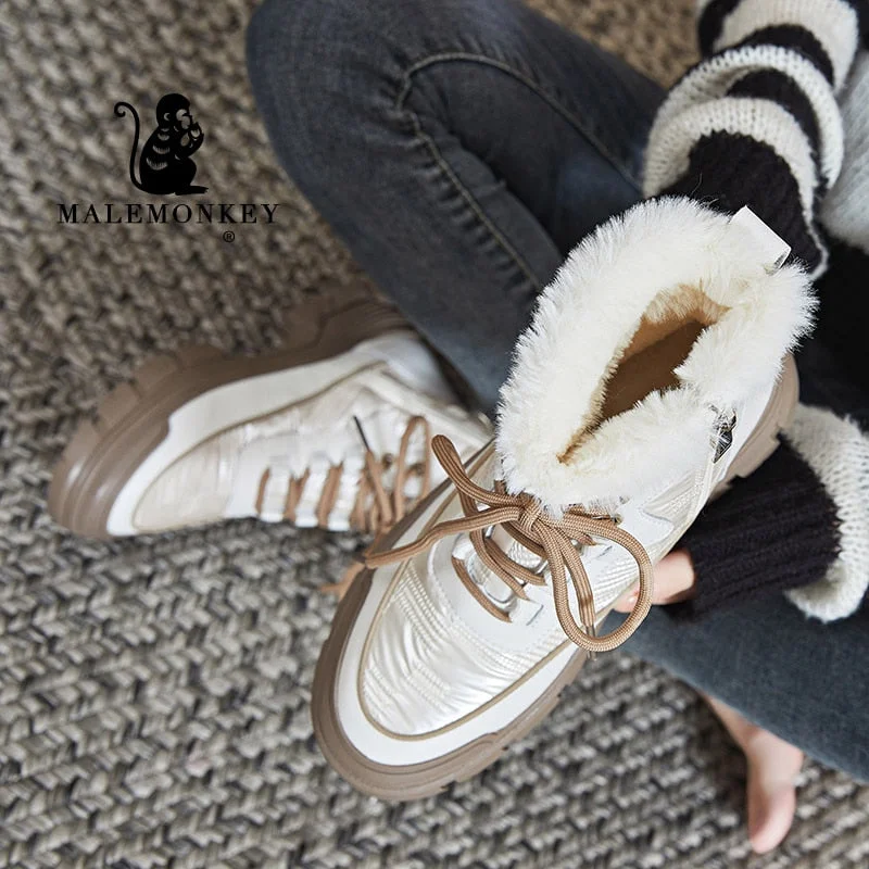Platform Cotton Boots Women Winter 2021 Fashion Warm Snow Boots  High Quality Comfortable Boots Non Slip Female Shoes Botas Muje