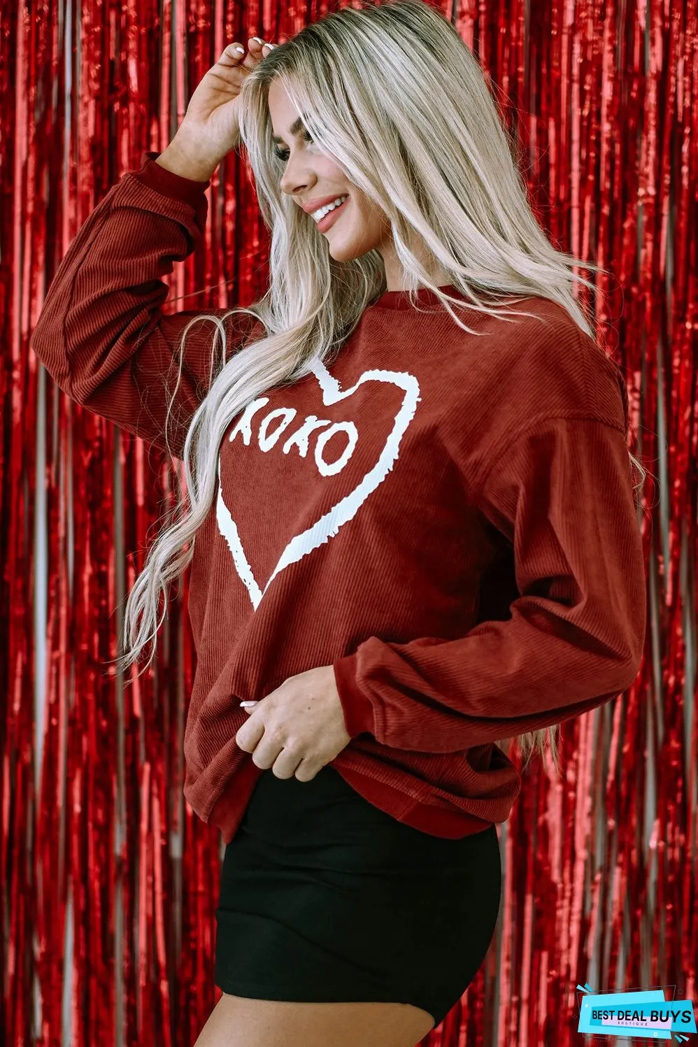 XOXO Heart Graphic Corded Sweatshirt