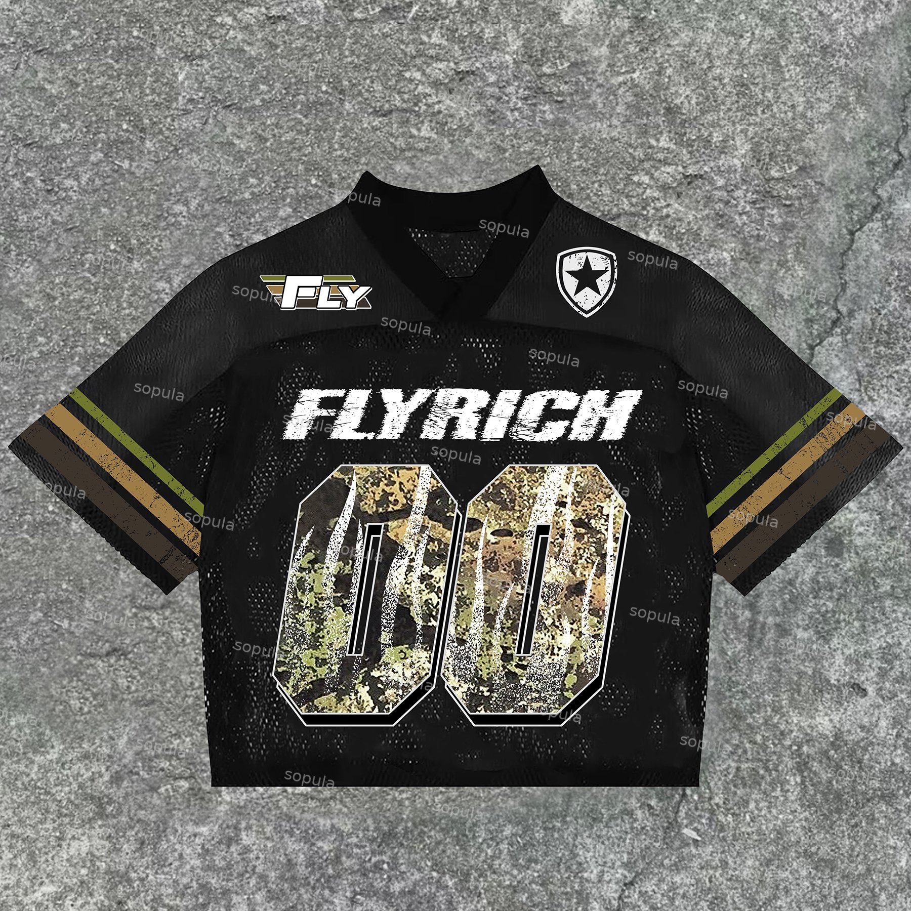 Sopula Fly Rich No.00 Graphic Blokecore Blokette V-Neck T-Shirt - Sopula｜Premium Graphic Tees & Graphic Clothing
