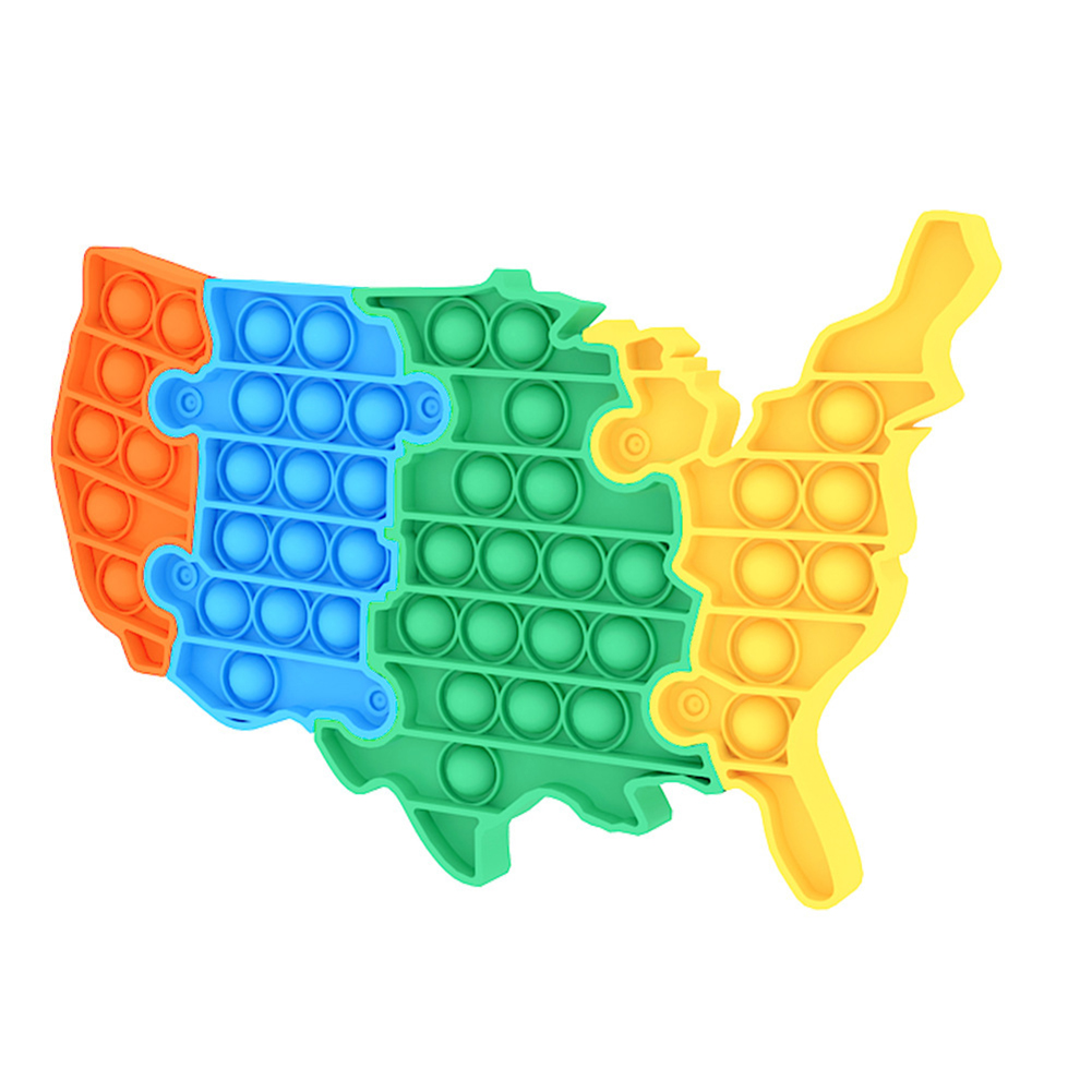 

Kids Stitching American Map Silicone Push Bubble Fidget Toys Anti Stress, 501 Original