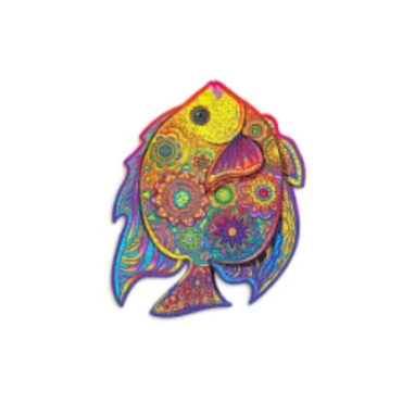 wooden jigsaw puzzle shining fish