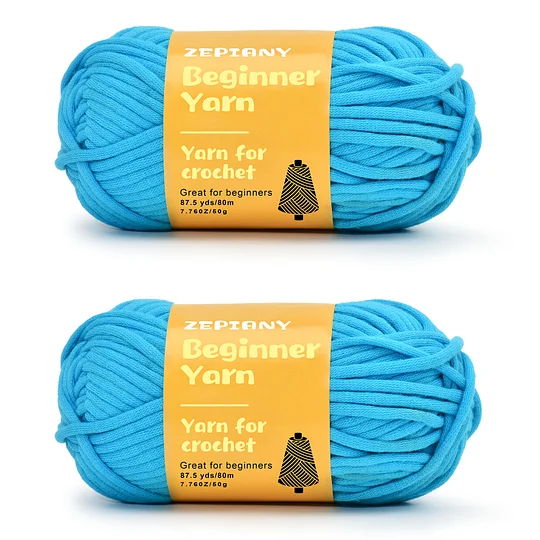 Yarn for Crocheting and Knitting for Beginners with Easy-to-See Stitches,  2PCS Cotton Nylon Blended Yarn, 2x80m (87.5yds) Pefect for Knitting or