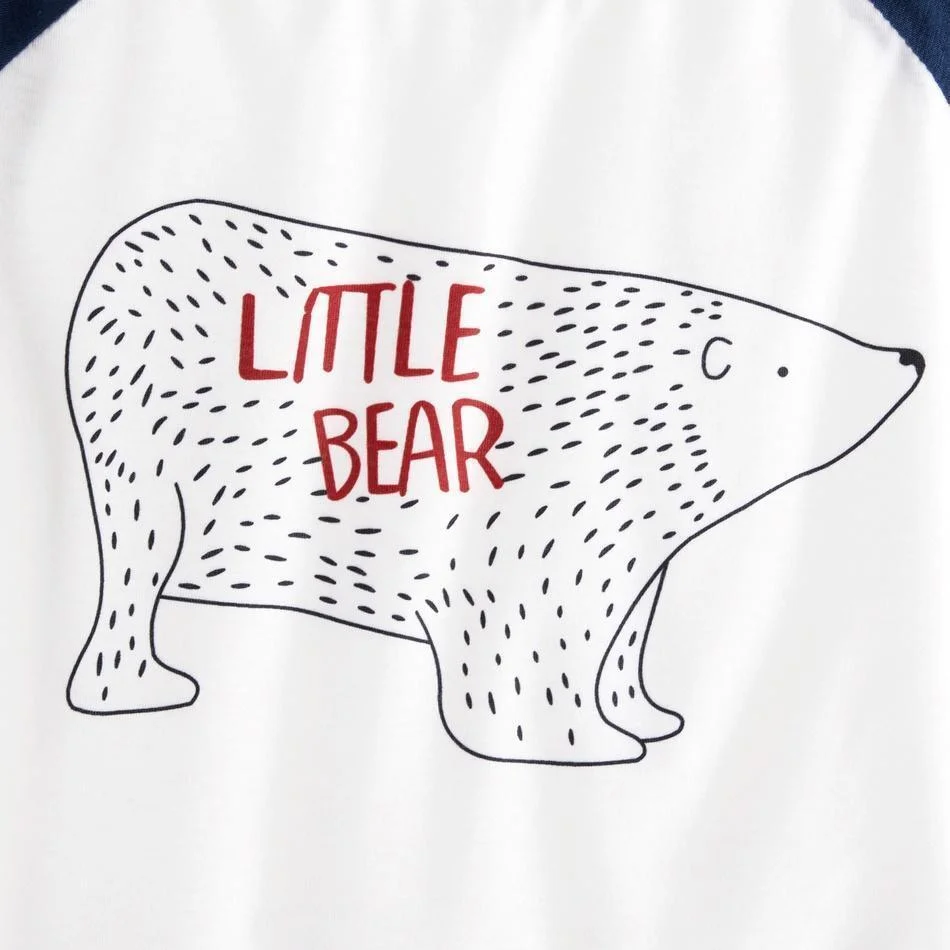 Little Bear Print Top and Plaid Pants Family Matching Pajamas Set