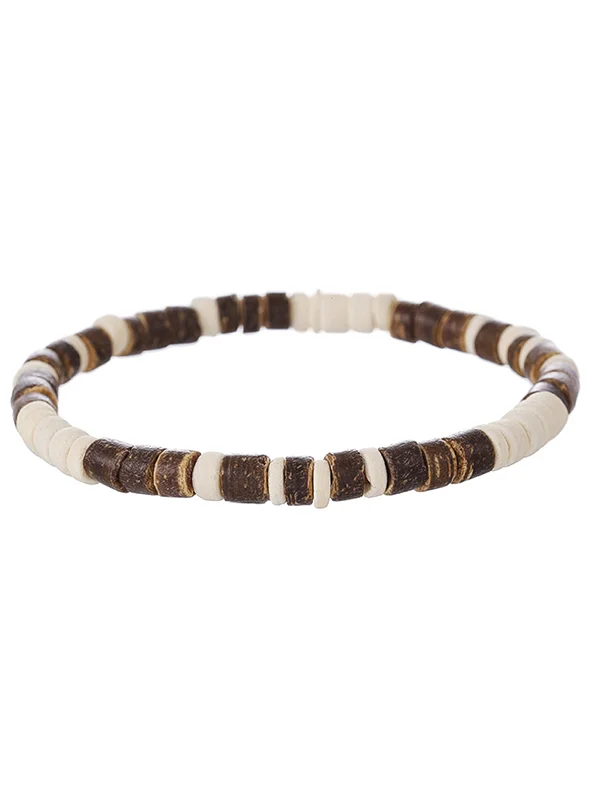 Retro Minimalist Geo Onyx Stone Turquoise Wooden Beaded Bracelet