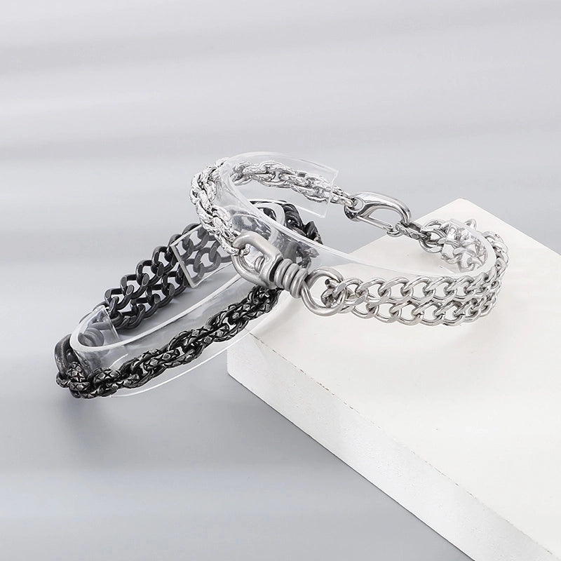 Minimalist Geometric 304 Stainless Steel Cuban Link Chain Curb Chain Bracelets In Bulk