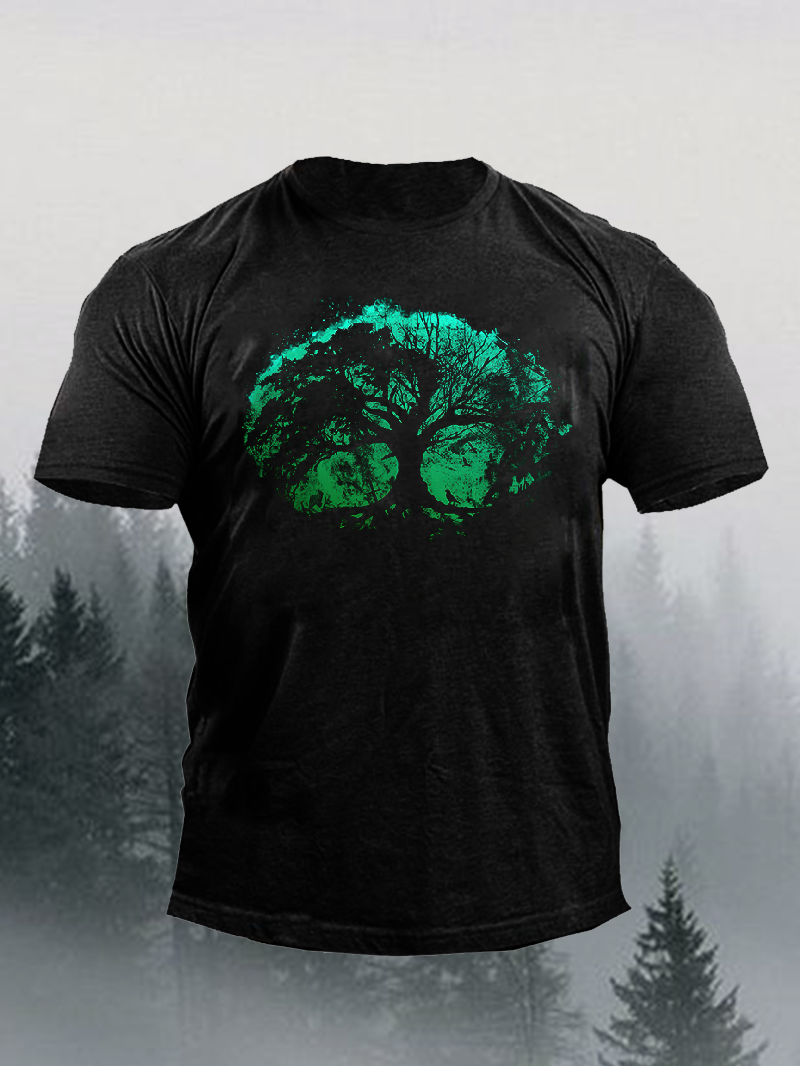 Men's Outdoor Green Pine Short-Sleeved Shirt