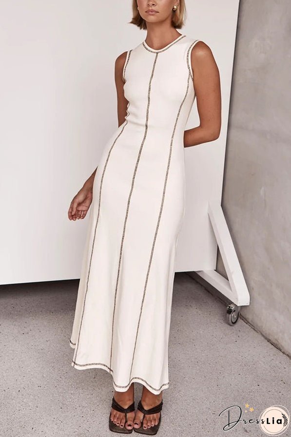 Balance Beauty and Comfort Ribbed Contrast Detail Stretch Maxi Dress