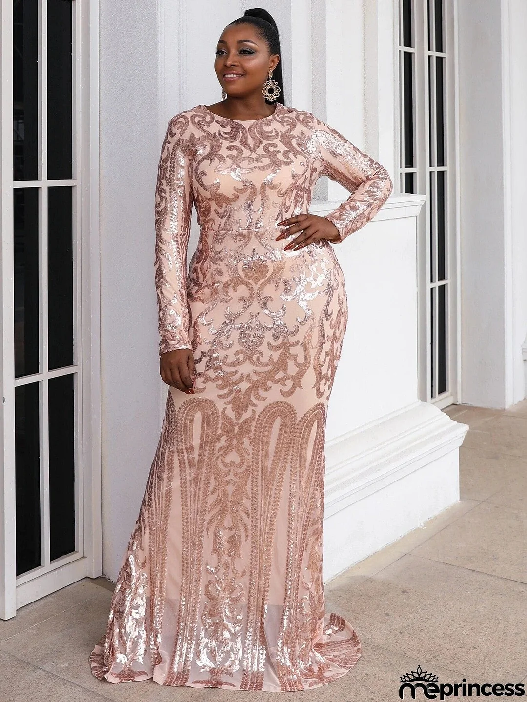 Missord Plus Mermaid Hem Sequin Prom Dress P0017