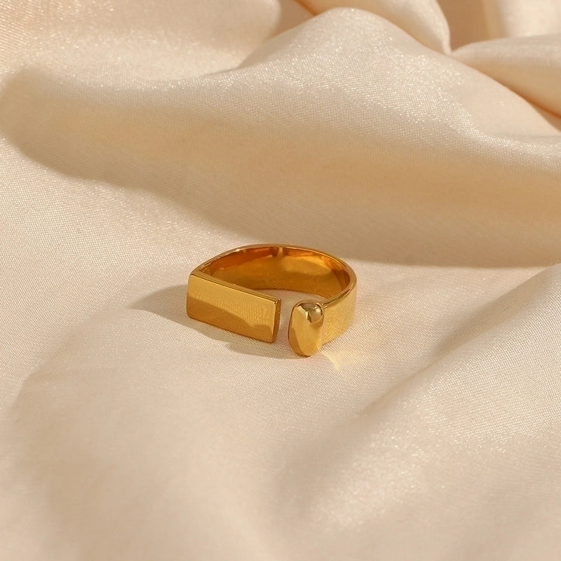 Retro Geometric 304 Stainless Steel 18K Gold Plated Open Ring