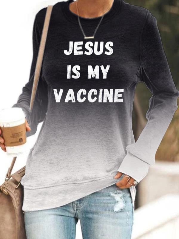 Jesus Is My Vaccine Printed Long-Sleeves
