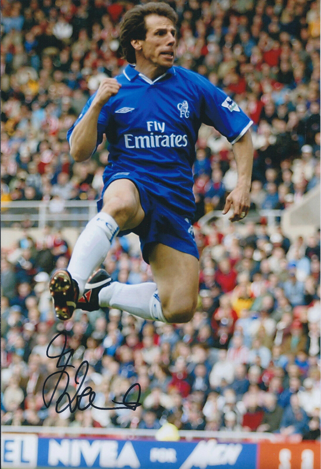 Gianfranco ZOLA SIGNED COA Autograph 12x8 Photo Poster painting AFTAL CHELSEA Goal Celebration