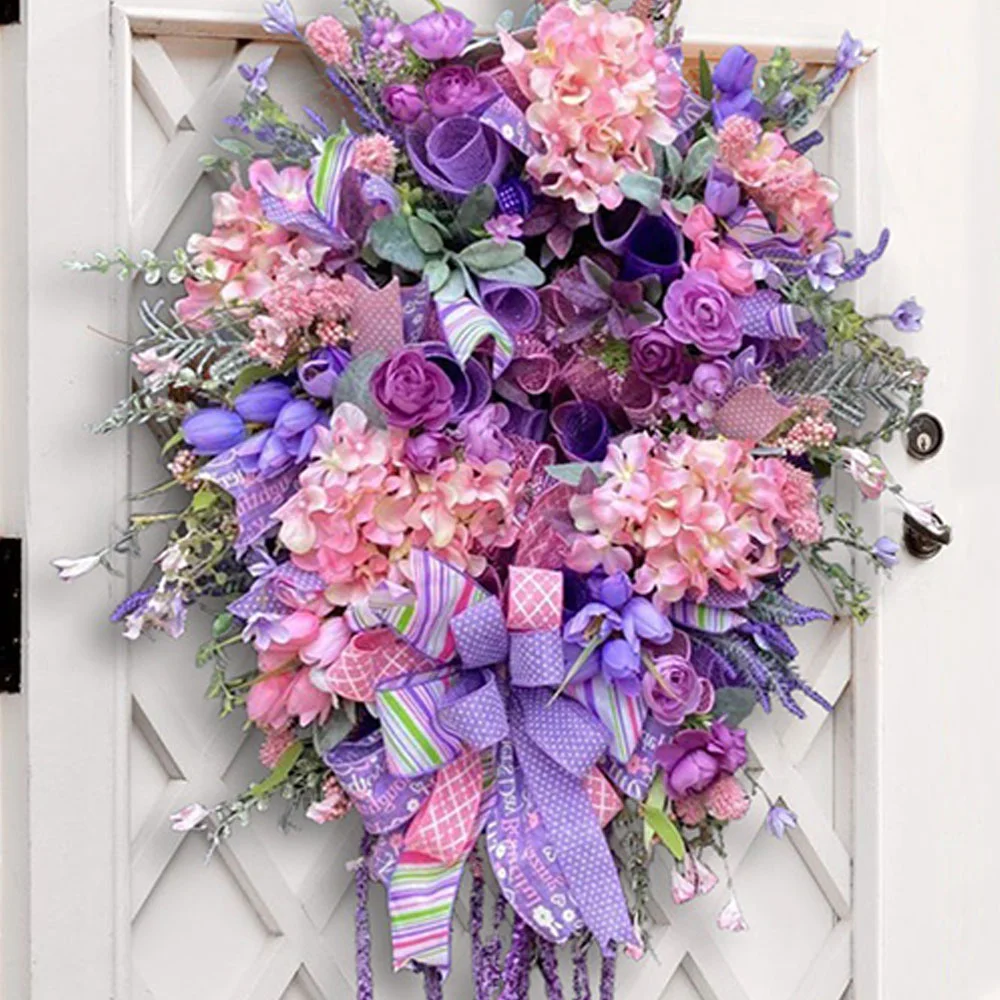 Simulation hydrangea natural rattan wreath props decoration