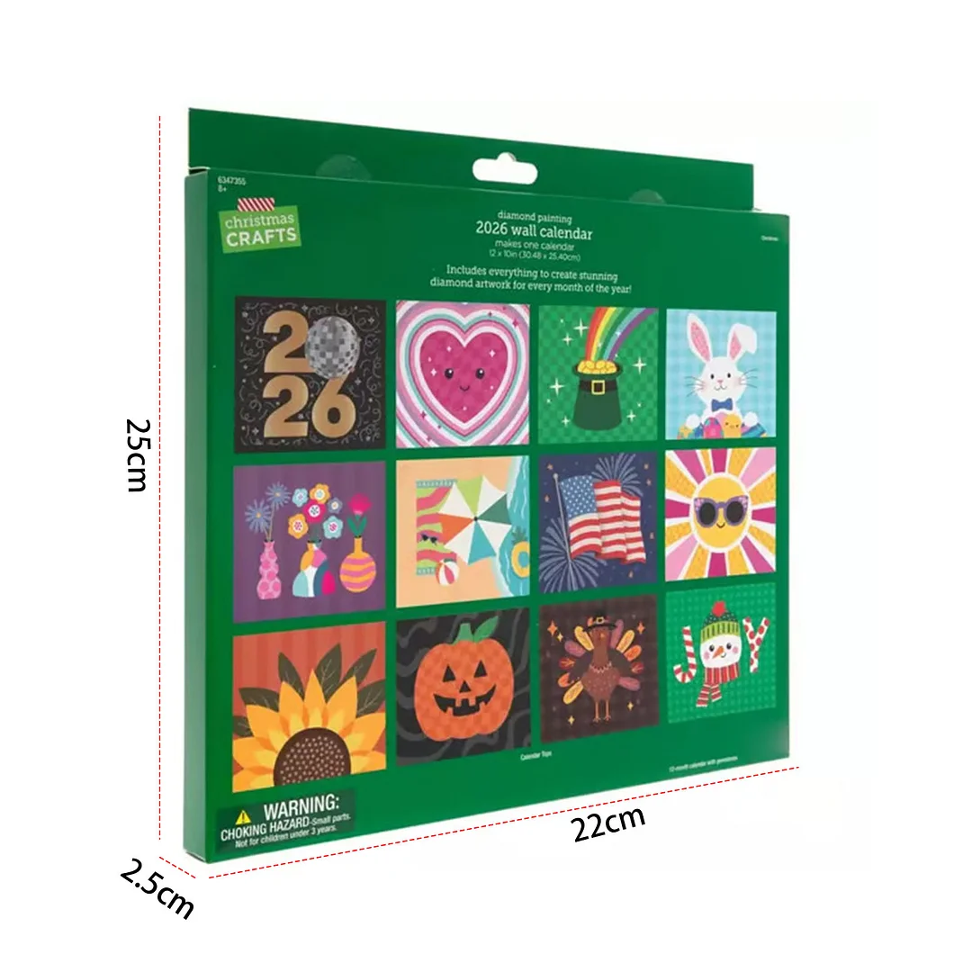2026 Diamond Art Painting Calendar DIY Wall Calendar 12-Month Flip Wall Calendar