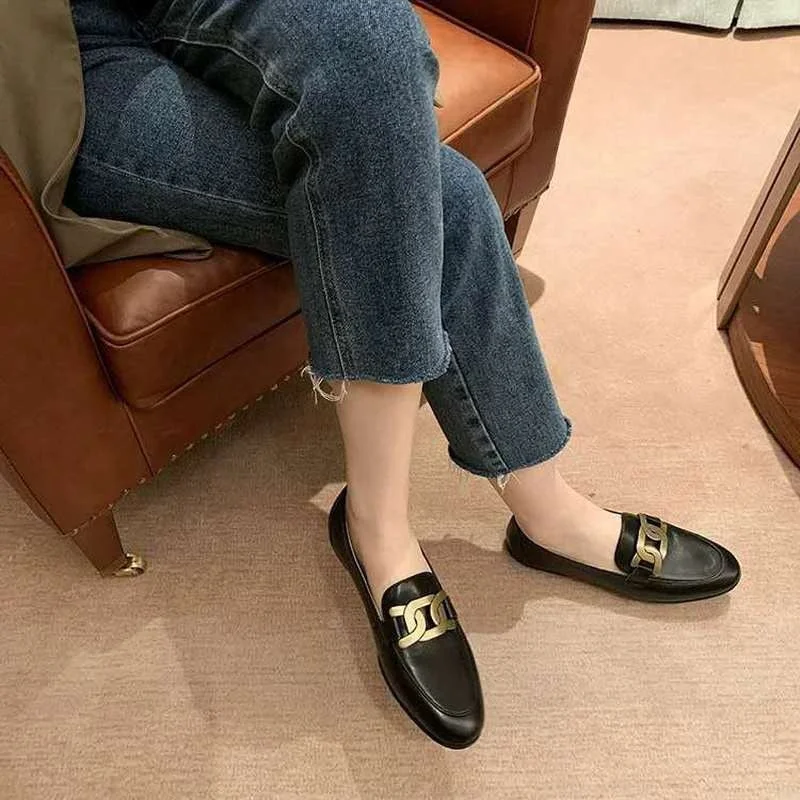 Comemore Women Flat Shoes Spring Fashion Female Slip on Loafers Moccasin Summer Casual British Office Luxury Shoes Woman Black