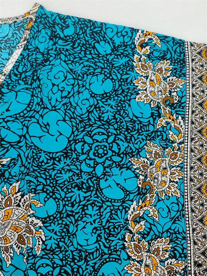 Blue Short Sleeve V-Neck Floral Moo Moo Dress