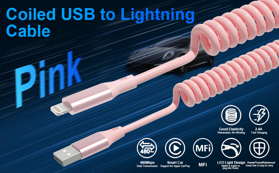 coiled usb to lightning cable