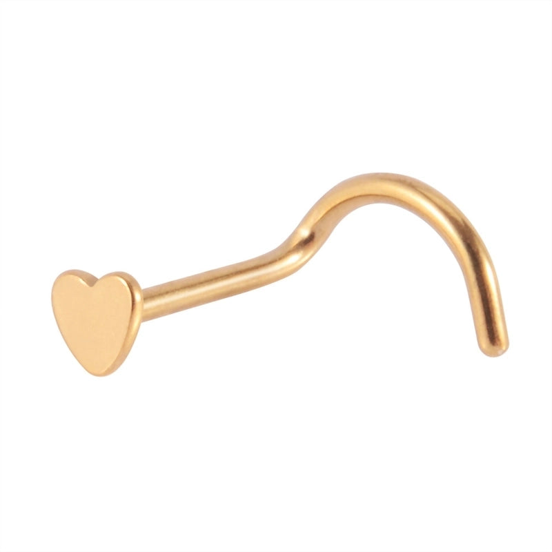 1 Piece Nose Rings & Studs Casual Minimalist Classic Style Heart Shape 304 Stainless Steel Plating 18K Gold Plated Nose Rings & Studs