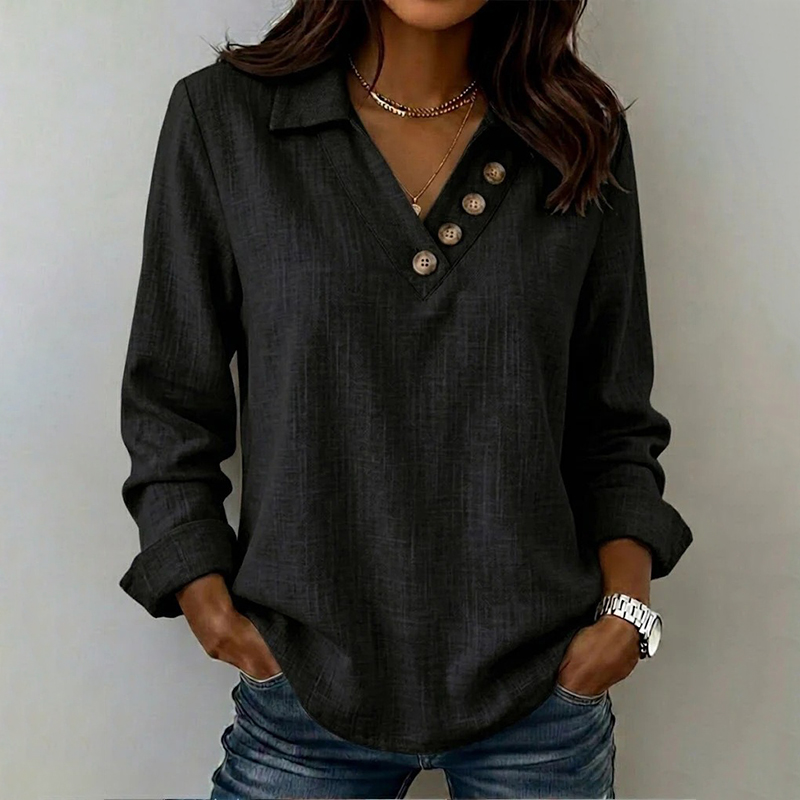 Women's Retro V-neck Button-down Retro Long-sleeved Shirt elevenforest