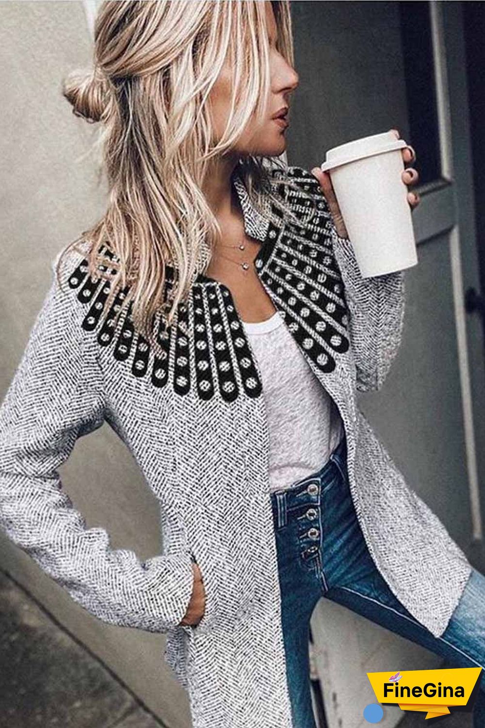 Casual Classic Retro Pocketed Heather Coat