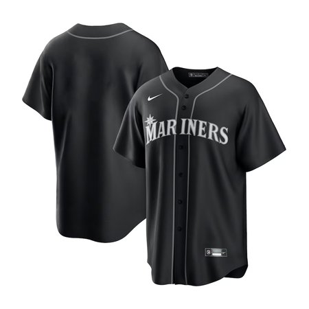 Youth Seattle Mariners Blank Black Lights Out Replica Jersey