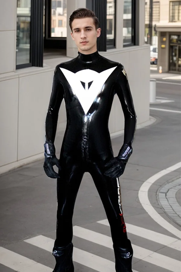 Man Latex Catsuits Men's Moto Racing Biker Latex Catsuit