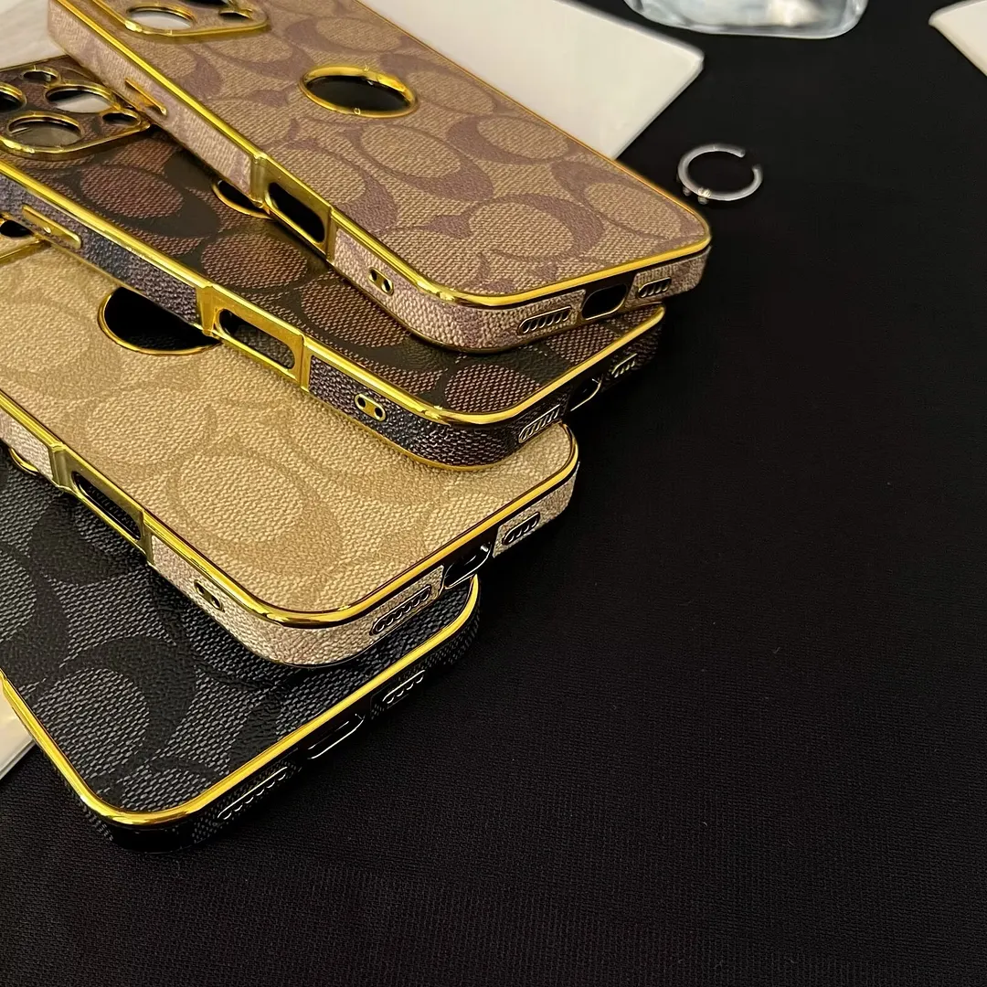 Classic Coach Signature Canvas Leather Electroplated Apple iPhone Case