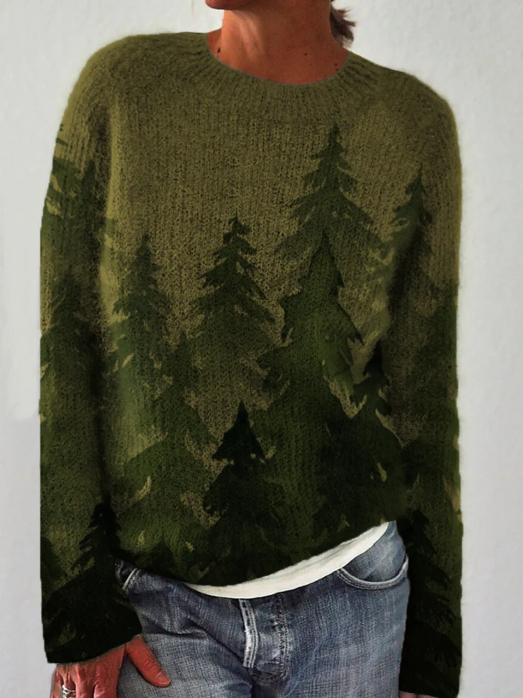 VChics Foggy Forest Art Cozy Knit Sweater