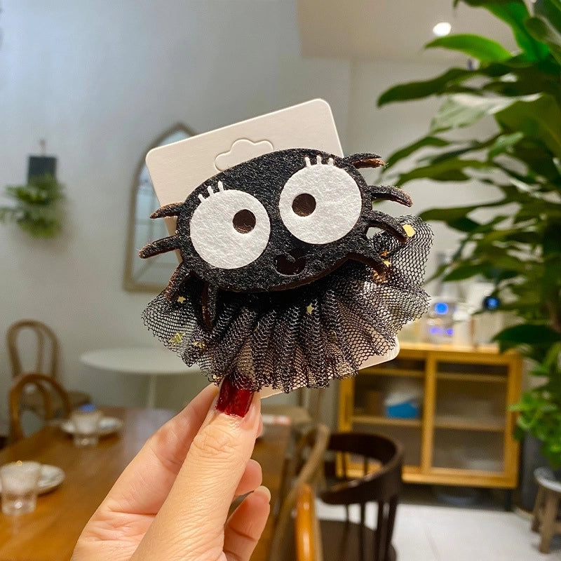 Halloween Hip-Hop Funny Women’s Pumpkin Skull Alloy Gauze Hair Clip