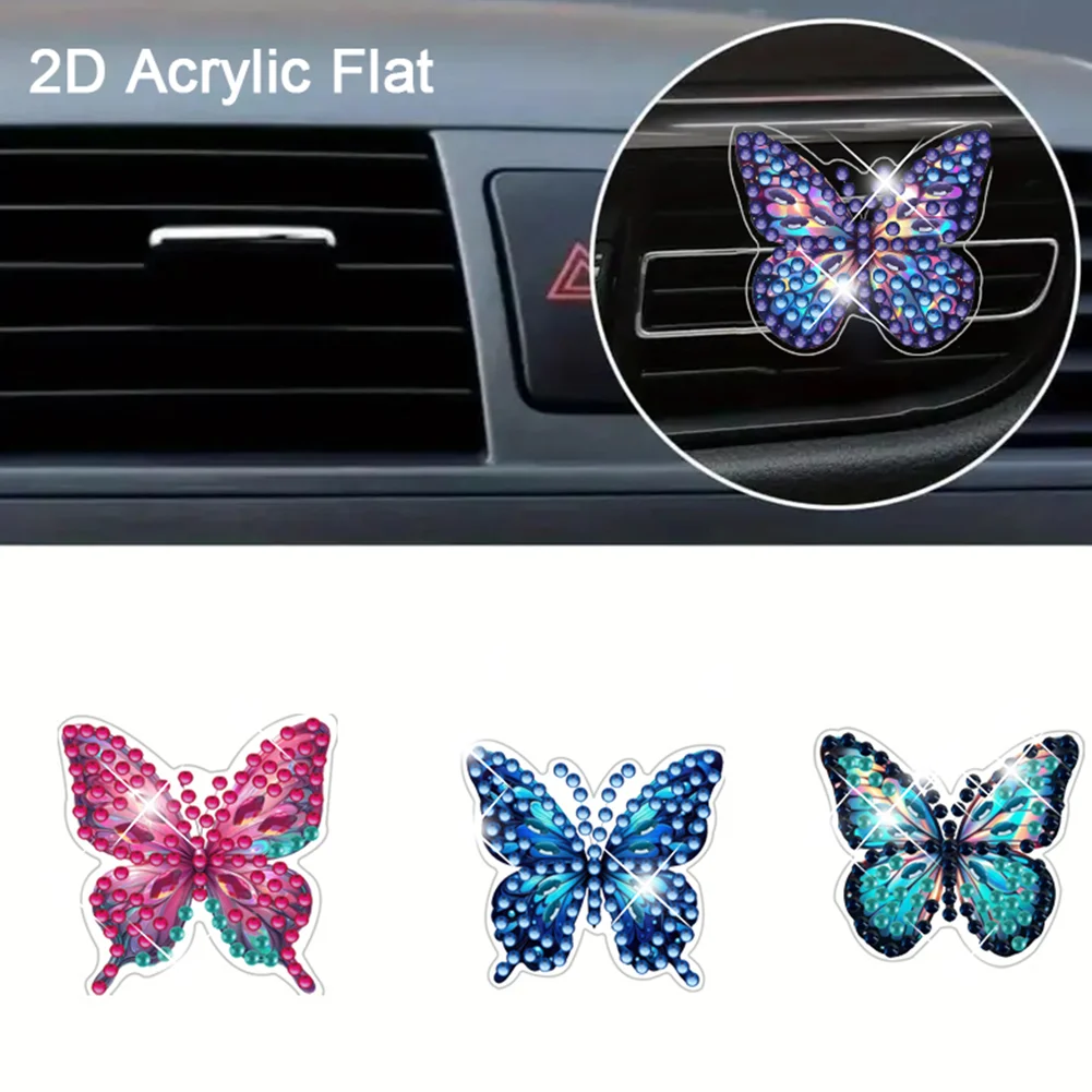 4pc Butterfly DIY Diamond Painting Car Air Vent Clip Air Freshener for Adults