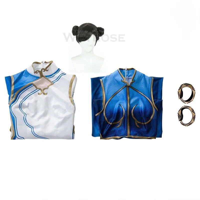 [Wetrose] In Stock Chunli 2023 Cosplay Costume Bodysuit Street Fighter 6 Chun-Li Chun Li New Outfit Full Set Halloween Party Wig