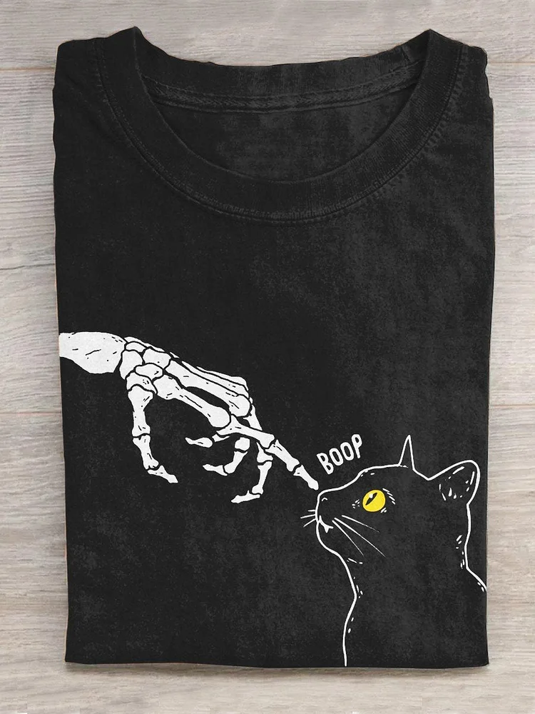 Halloween Reaper Black Cat Creative Design T-shirt