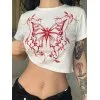 Butterfly Print White Crop Top