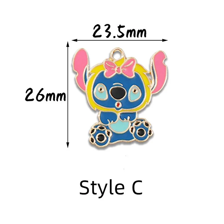 10/30pcs Cartoon Animal Stitch Heart Charm Anime Doll Little Monster Charms Enamel Charm Pendant Bracelet DIY Earring Necklace Key Chain Jewelry Accessories