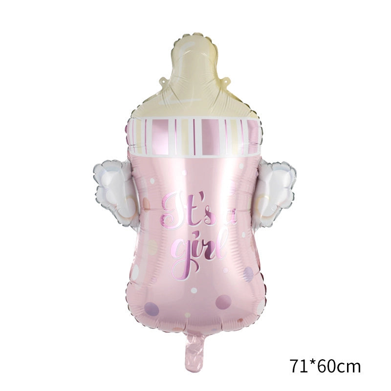 5 Pieces Cartoon Baby Baby Baptism Aluminum Film Balloon Baby Shower Baby Bottle Foot Stroller Balloon