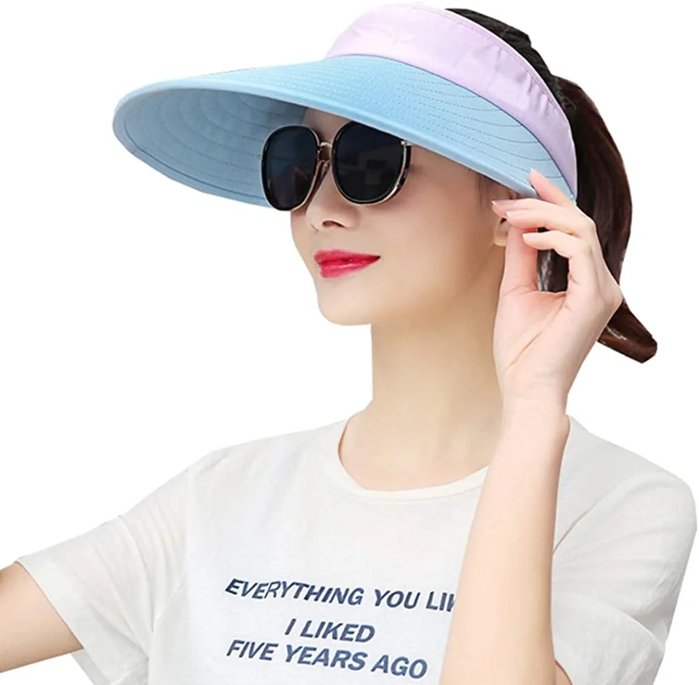 Sun Visor Hats Women Large Brim Summer UV Protection Beach Cap