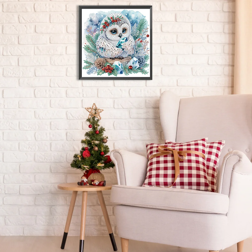 Diamond Painting - Partial Special Shaped Drill - Winter Owl(Canvas|30*30cm)