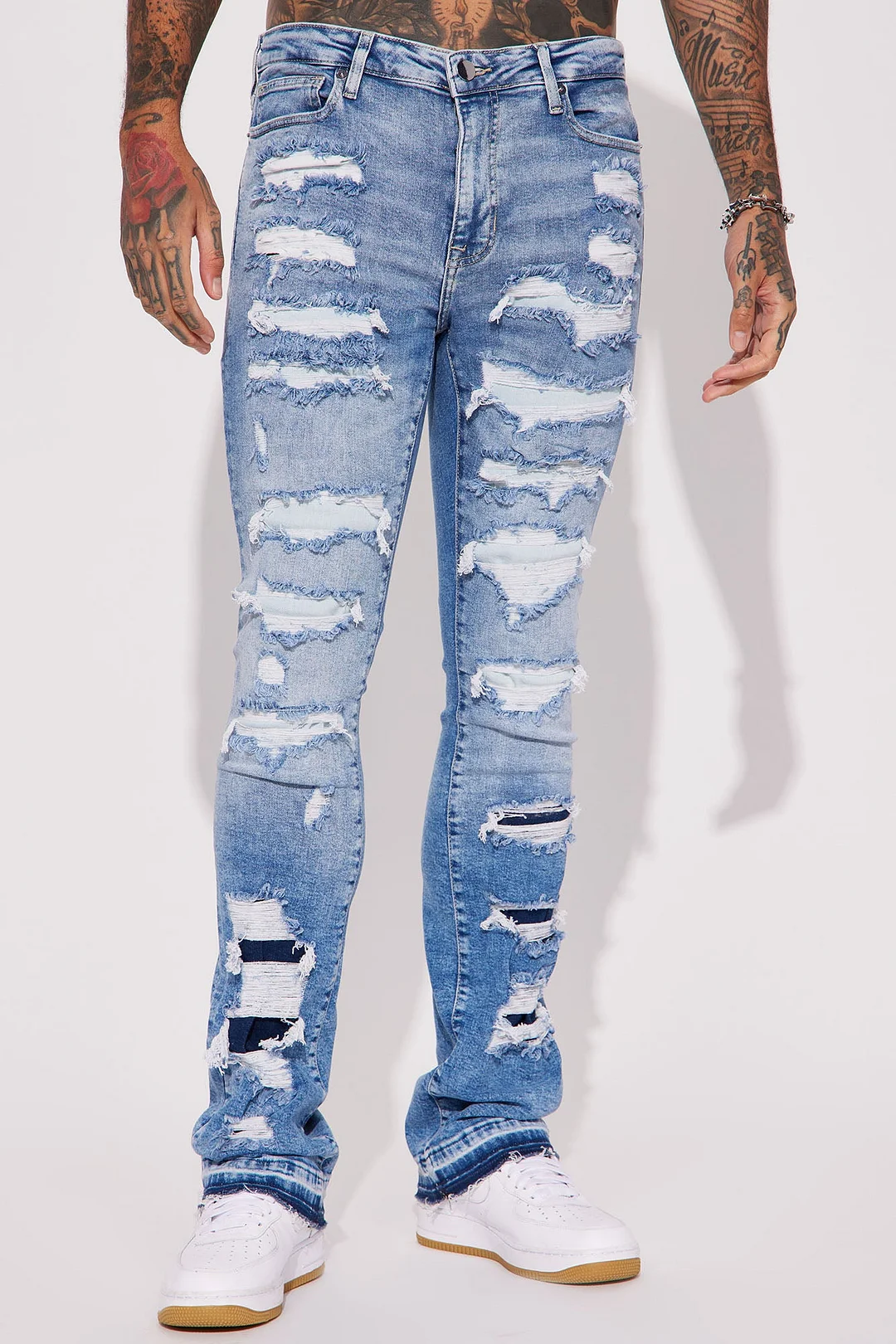 Locked In Stacked Skinny Flare Jean - Light Wash