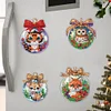 6Pcs Diamond Painting Acrylic Christmas Animals Fridge Stickers Magnets Decals for Home Decor