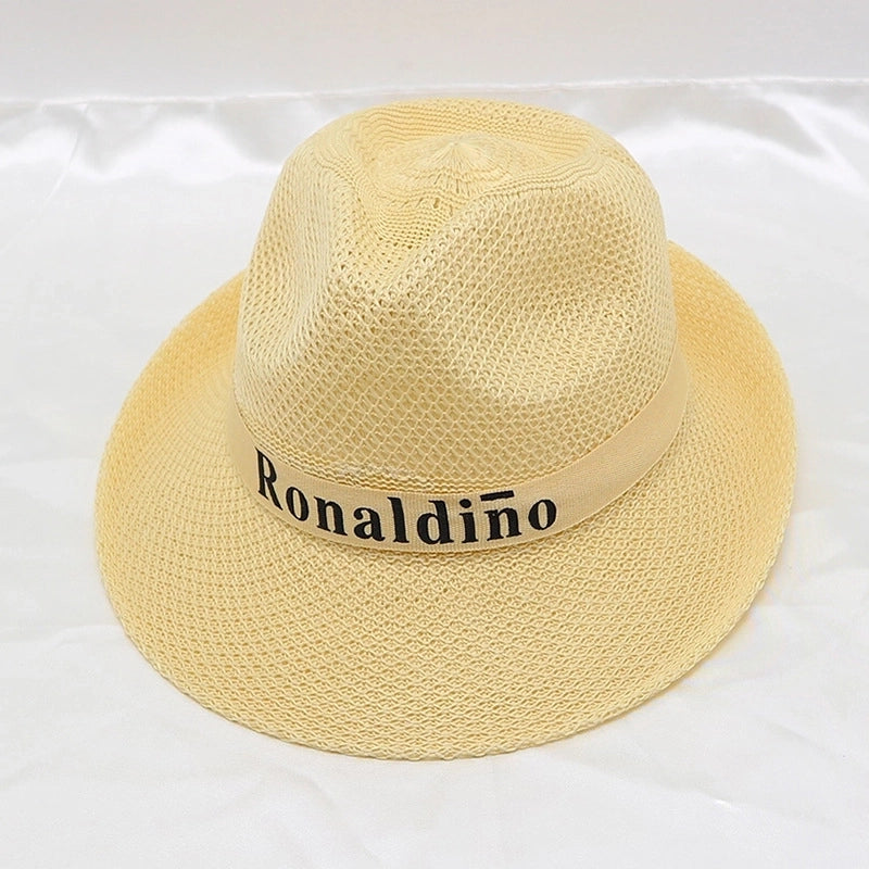 Men’s Minimalist Solid Color Big Eaves Straw Hat