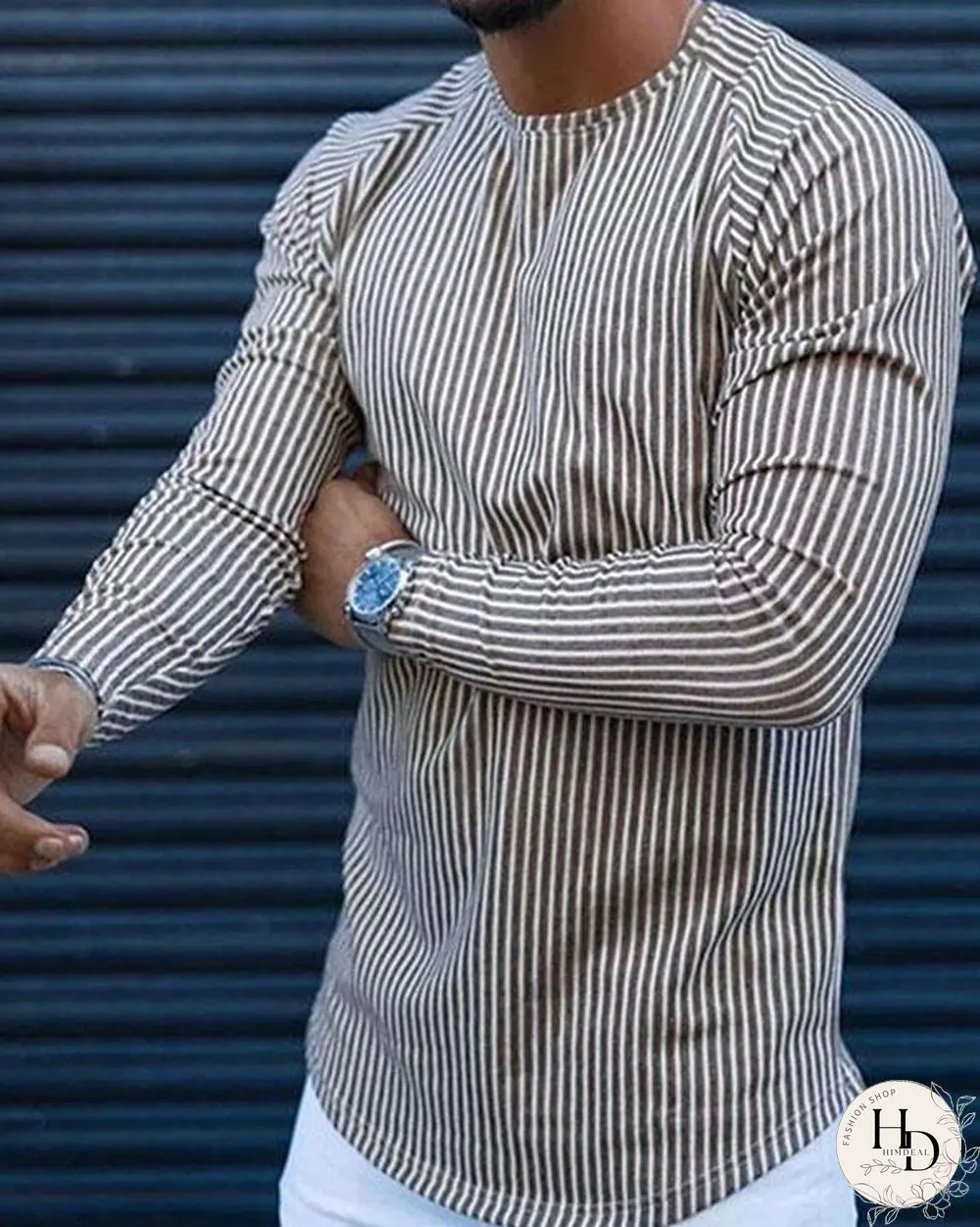 Men Basic Casual Round Neck Long Sleeve Print T-shirt