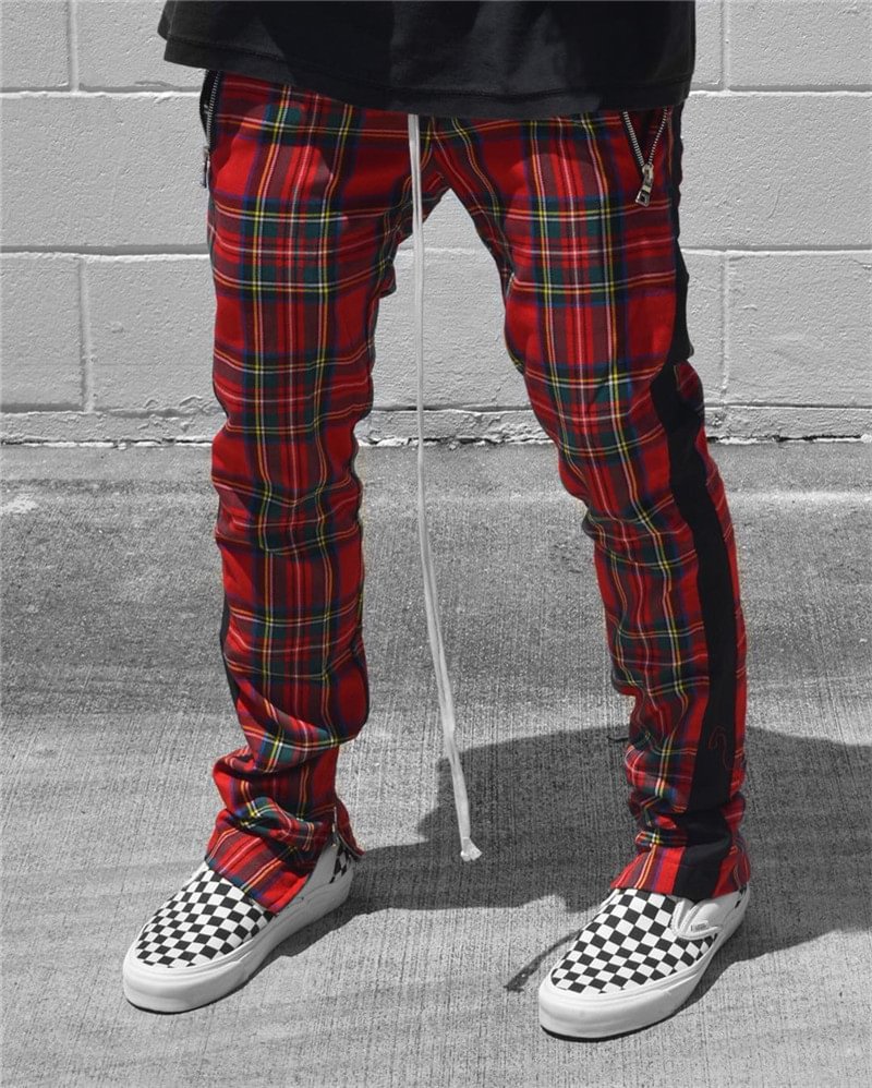 Scottish plaid casual sports trousers