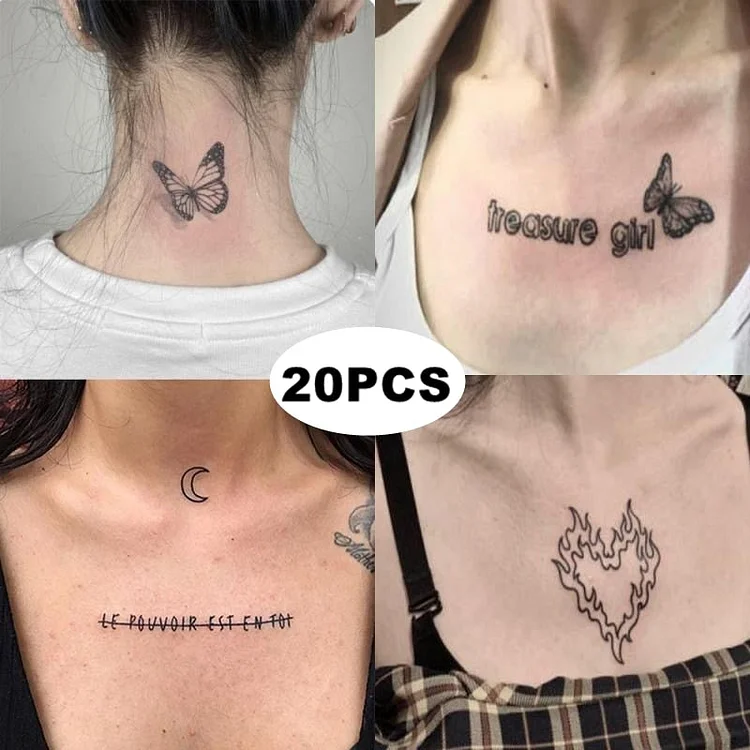20pcs/ Butterfly Goth Black Temporary Tattoo - Gotamochi Kawaii Shop, Kawaii Clothes