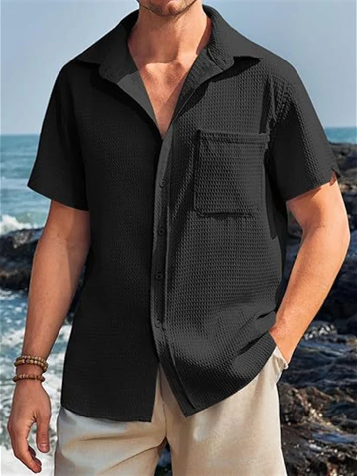 New Men's Loose Shirt Hot Street Tide Casual Shirt Hawaii Beach Plaid Shirt