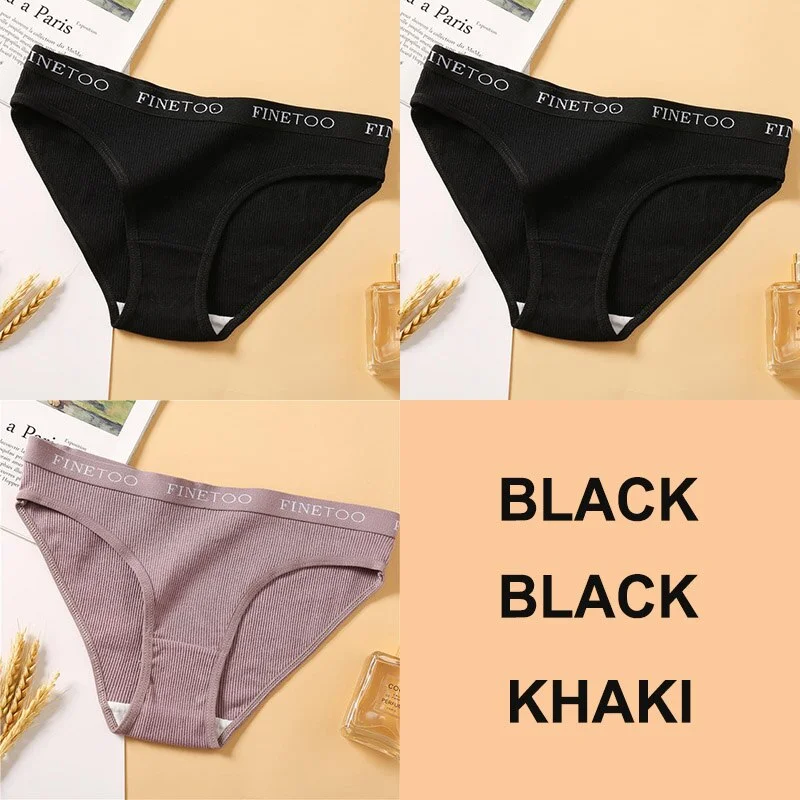3PCS Women Cotton Underwear Panties Female Sexy Briefs Brand  Band Waist Pantys Set Solid Color Intimates Lingerie for Girl M-XL