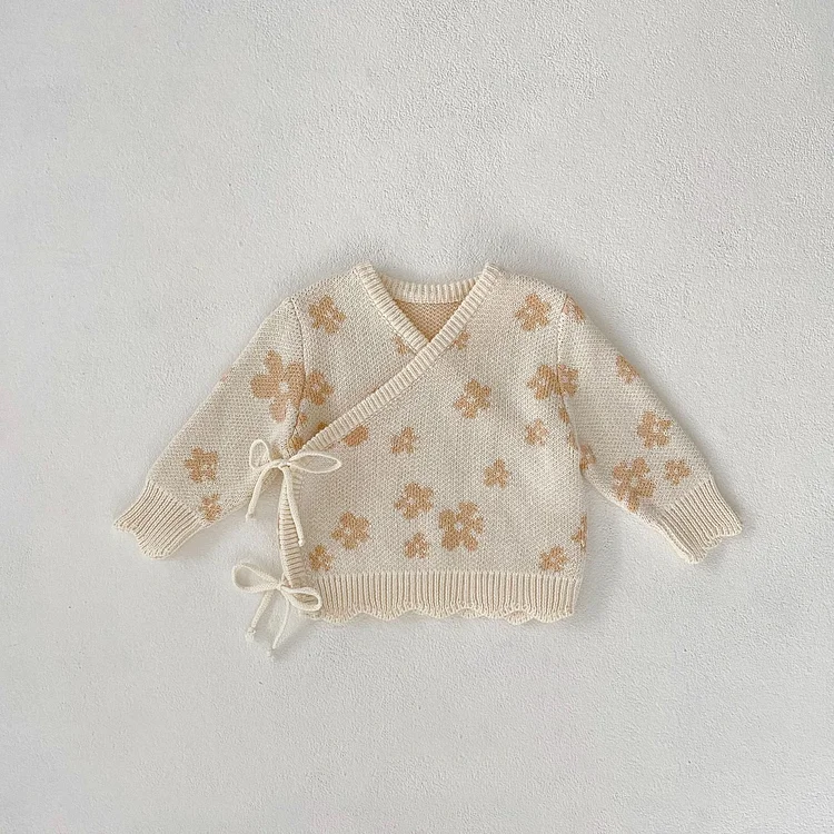 Baby Knitted Kimono Flower Sweater Pants Hat Socks