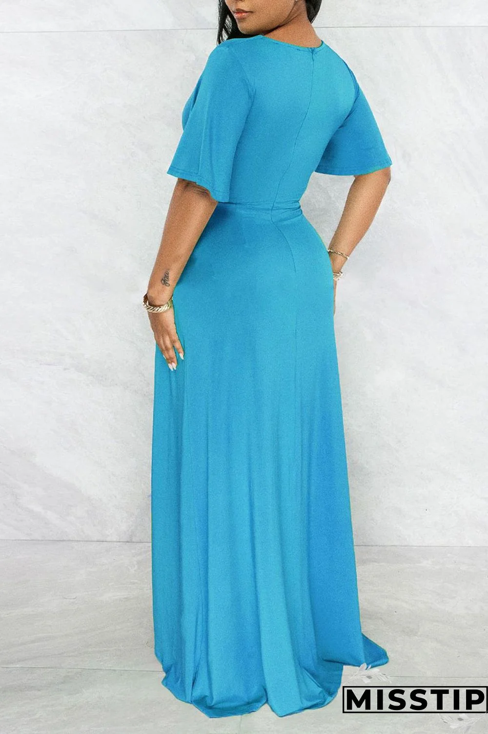 Black Casual Solid Patchwork Asymmetrical V Neck Straight Dresses