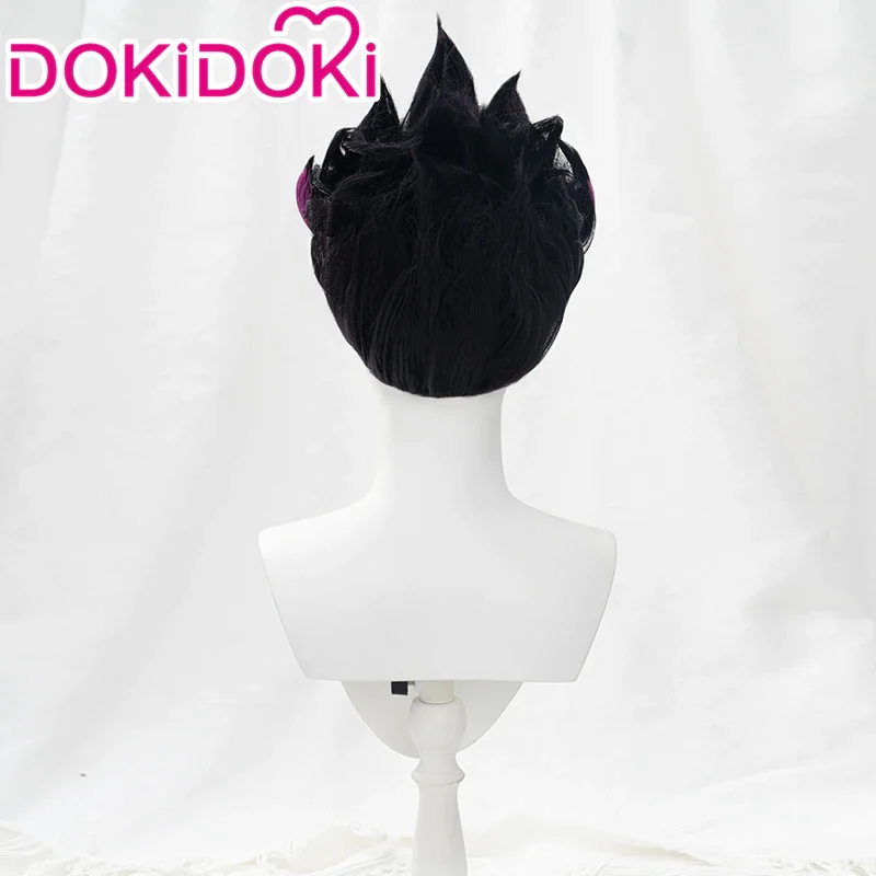 DokiDoki Game Genshin Impact Cosplay Yakshas Bosacius Fushe Wig Black Purple Hair Genshin Impact Marshal Vritras Cosplay Wig Men