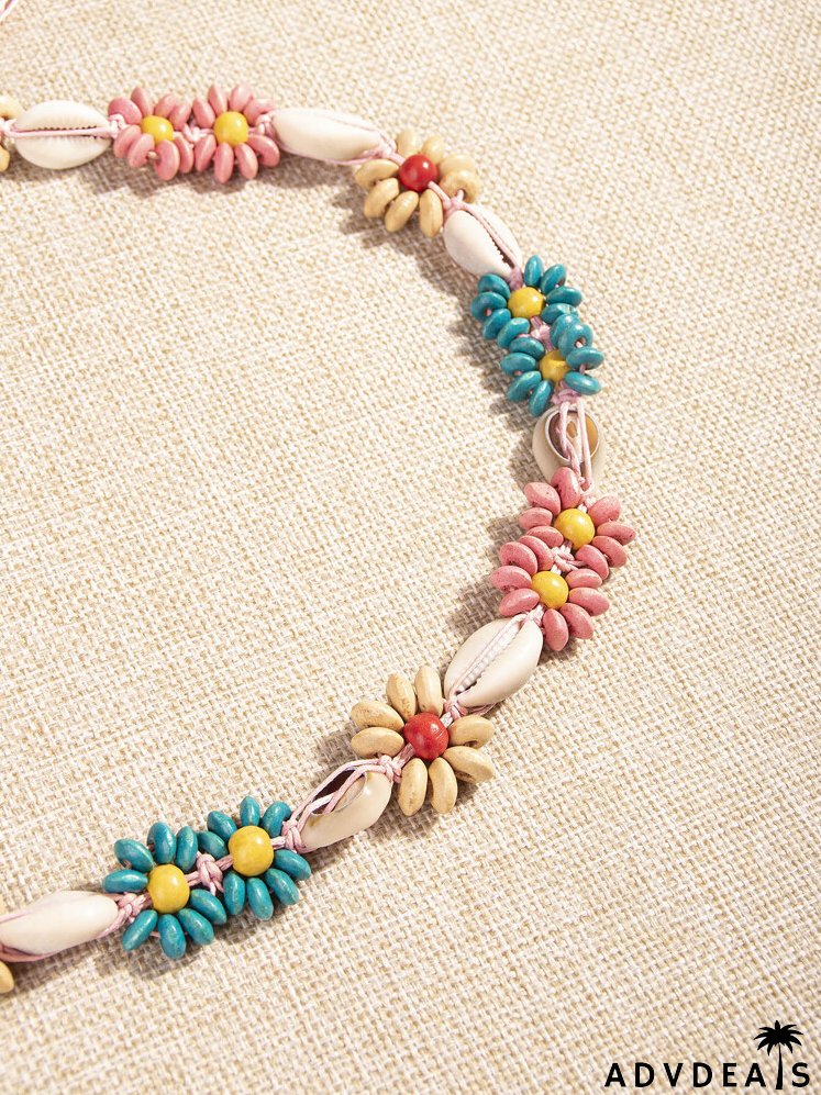 Flower & Shell Decor Rope Belt