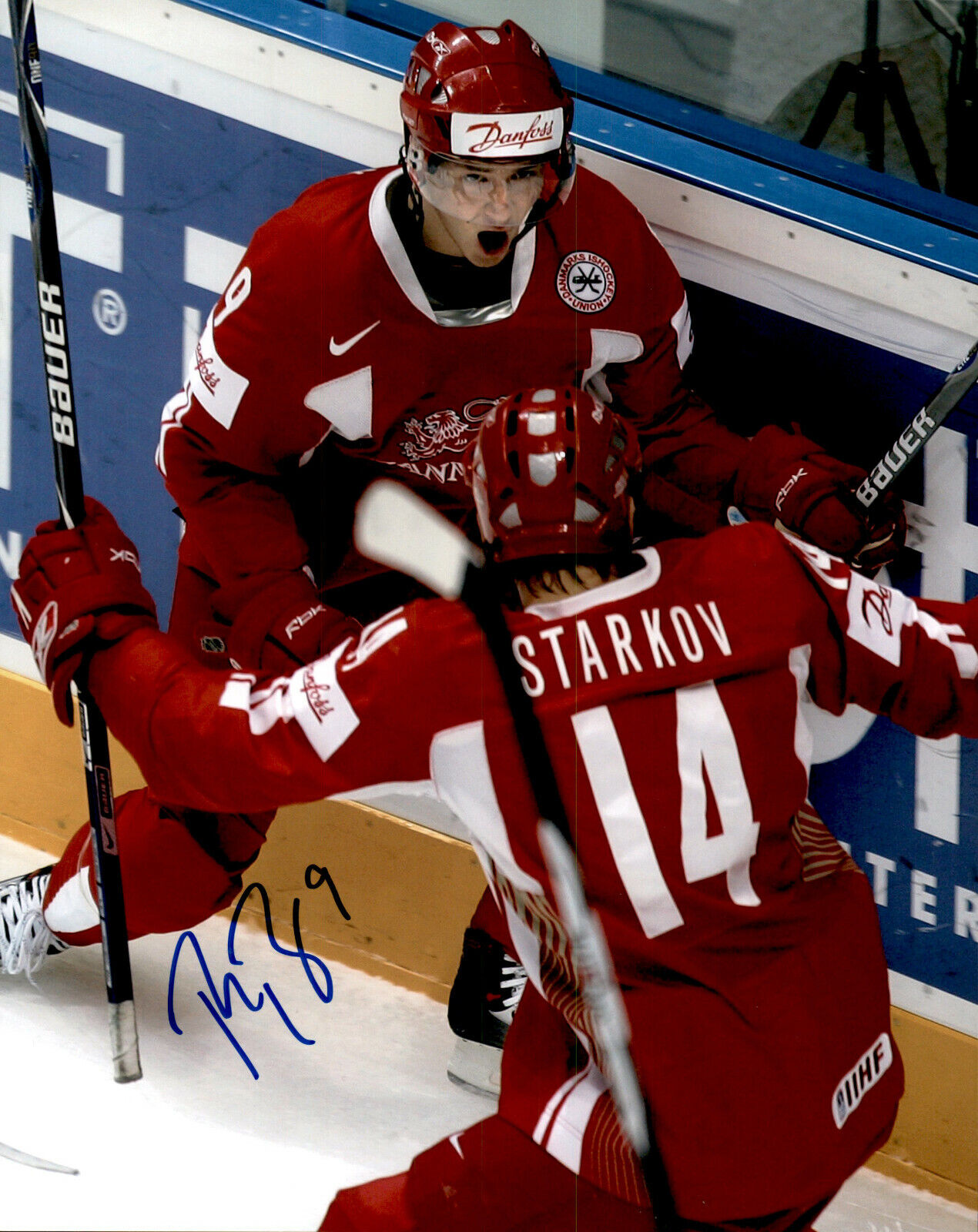 Peter Regin SIGNED 8x10 Photo Poster painting TEAM DENMARK / JOKERIT KHL / OTTAWA SENATORS #2